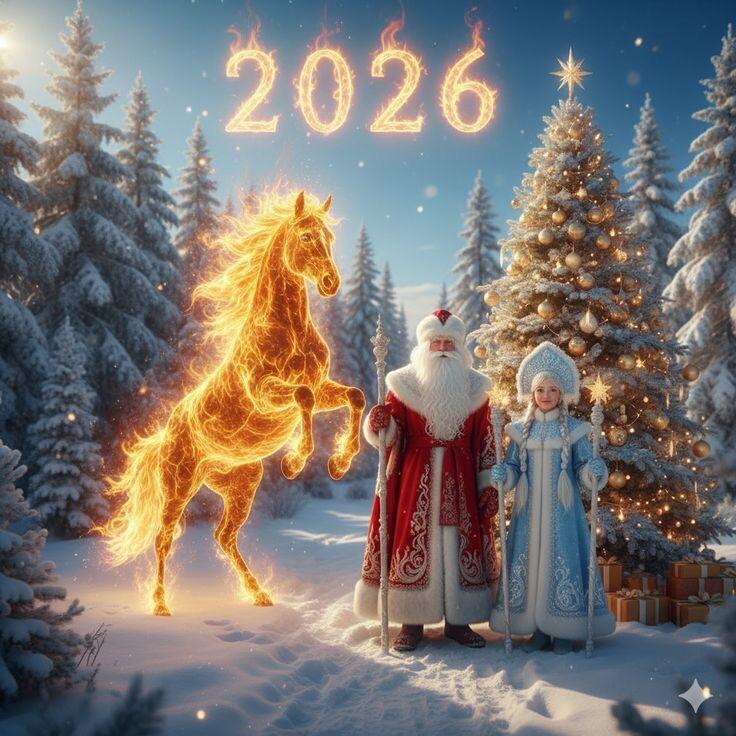 Подобными открытками россияне часто поздравляли друг друга с Новым 2026 годом.