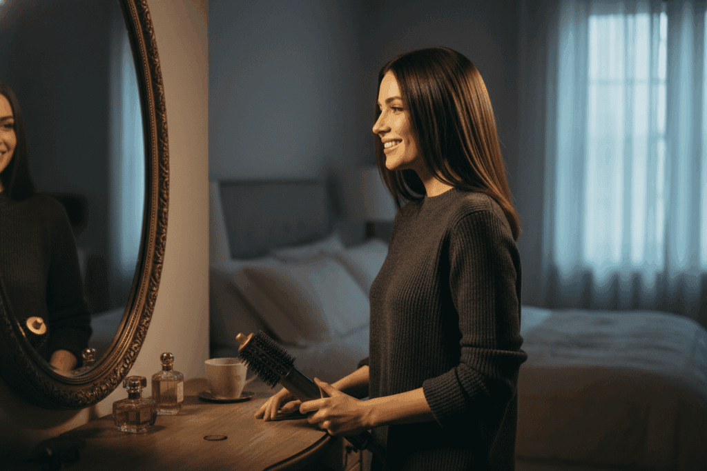    Эффект жидких волос: секрет создания зеркального блеска на прямых локонах с насадкой-концентратором TELZEN