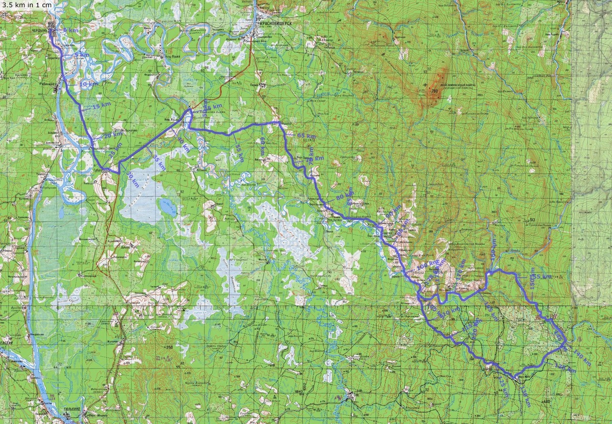 Карта путешествия Пруса Н. 