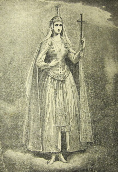 Изображение княгини Сусанны, основанное на древнегрузинских фресках. 
М. Сабинин, 1882 г.