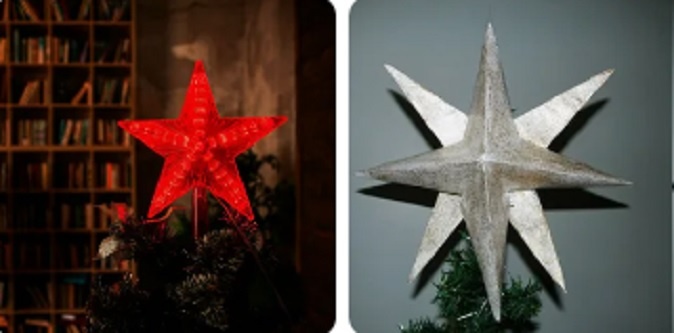 Красная звезда и Вифлеемская звезда, украшающие ёлки