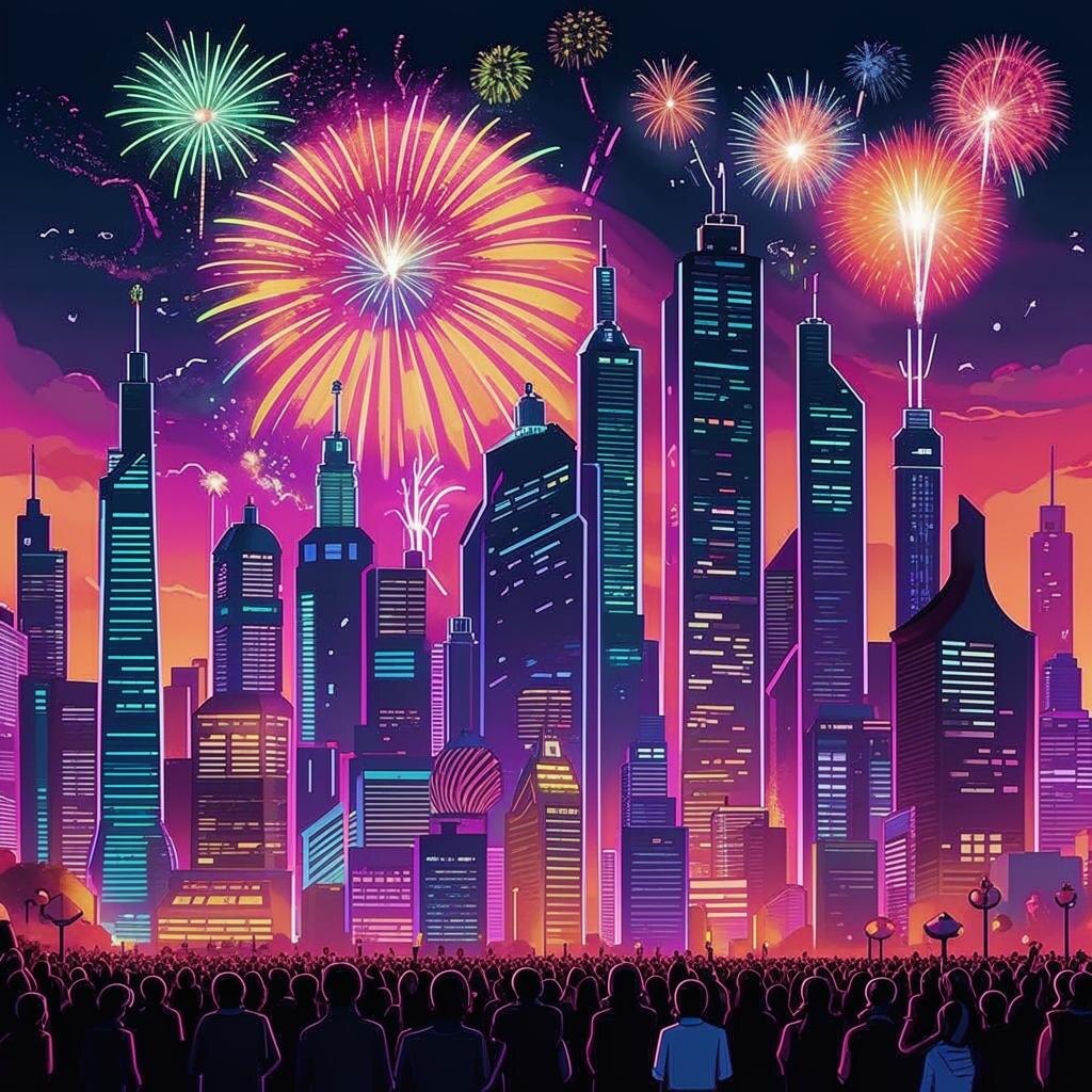 Фейерверки праздника, https://rudalle.ru/