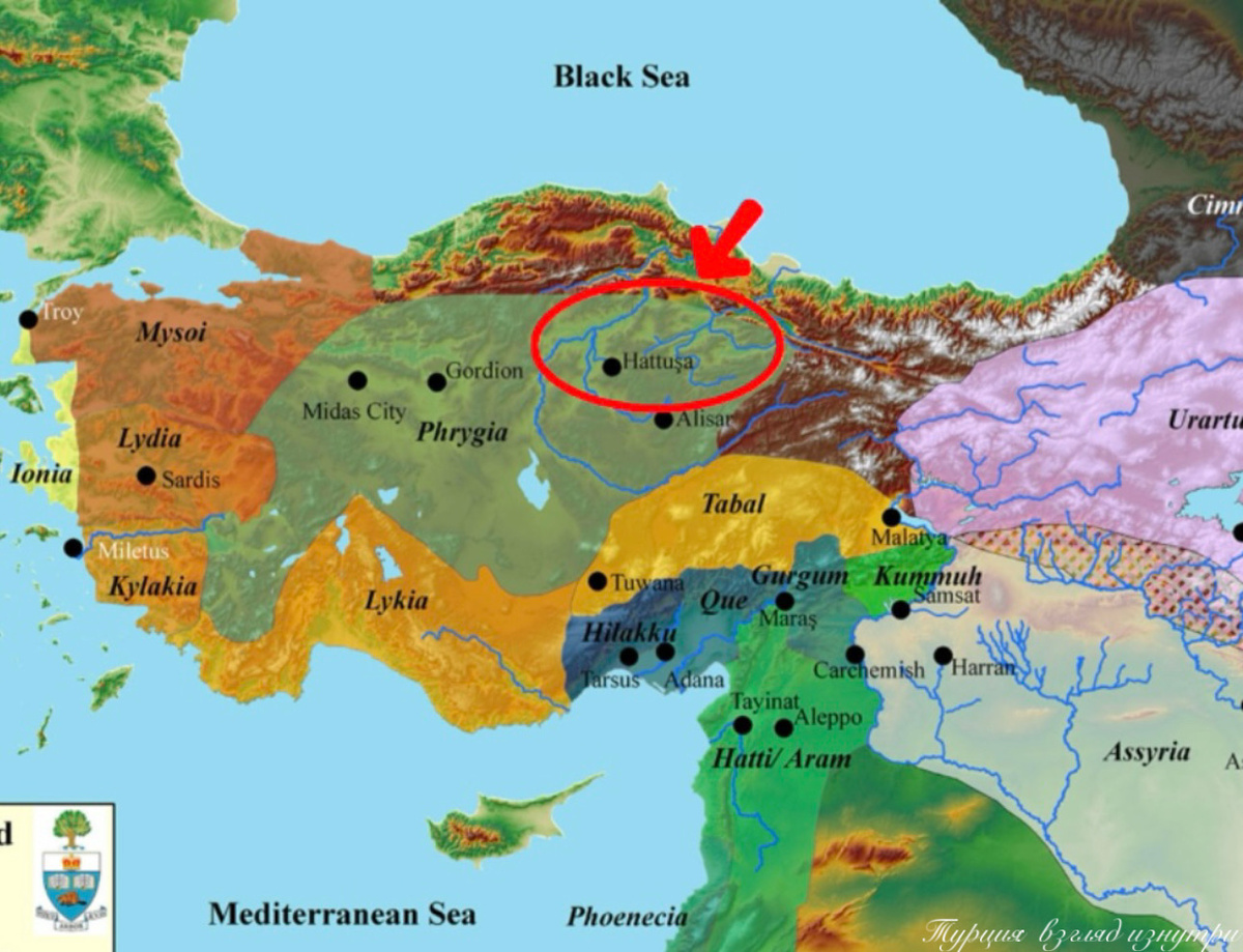 Хаттуса на карте древнего мира (территория современной Турции)