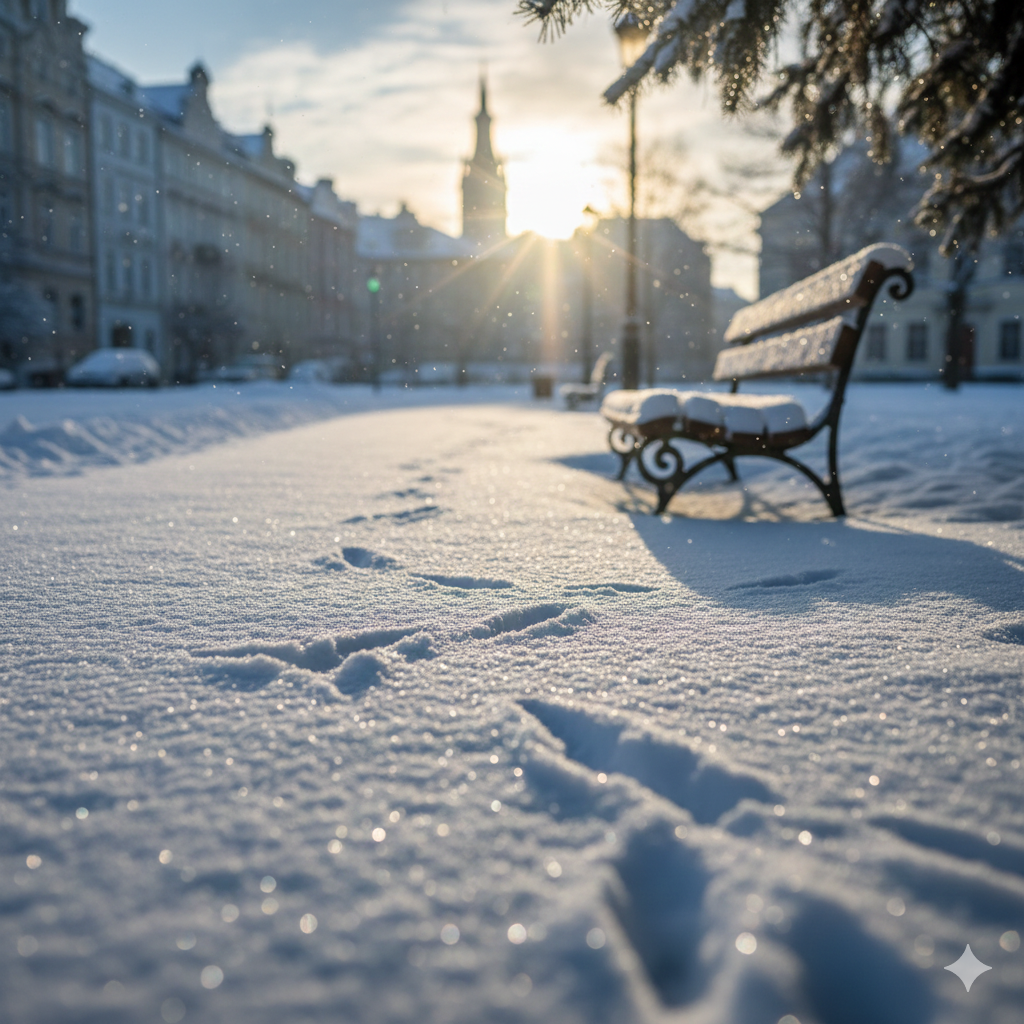 Следы птиц на снегу