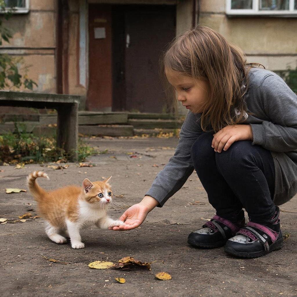 Рыжий котенок с Лизой