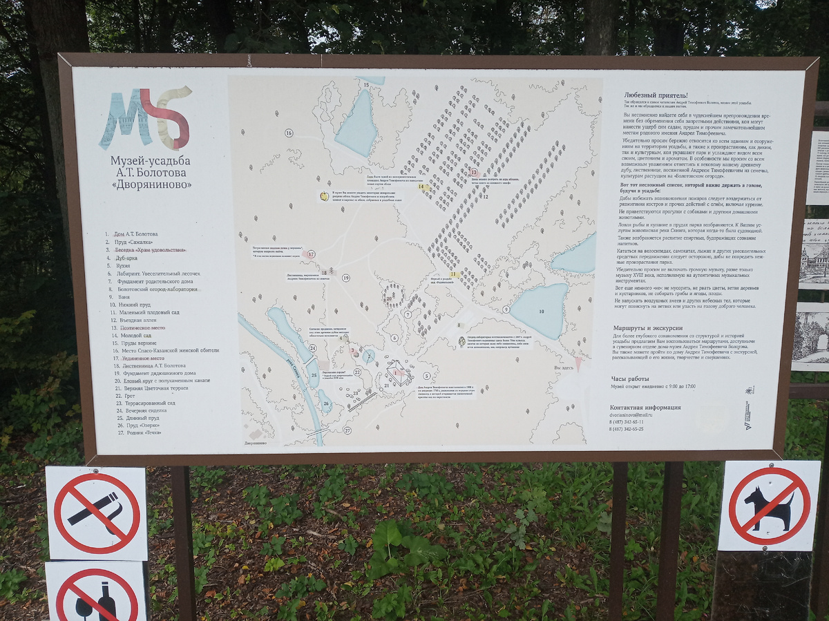 План-схема музея-усадьбы А.Т. Болотова (фото автора)