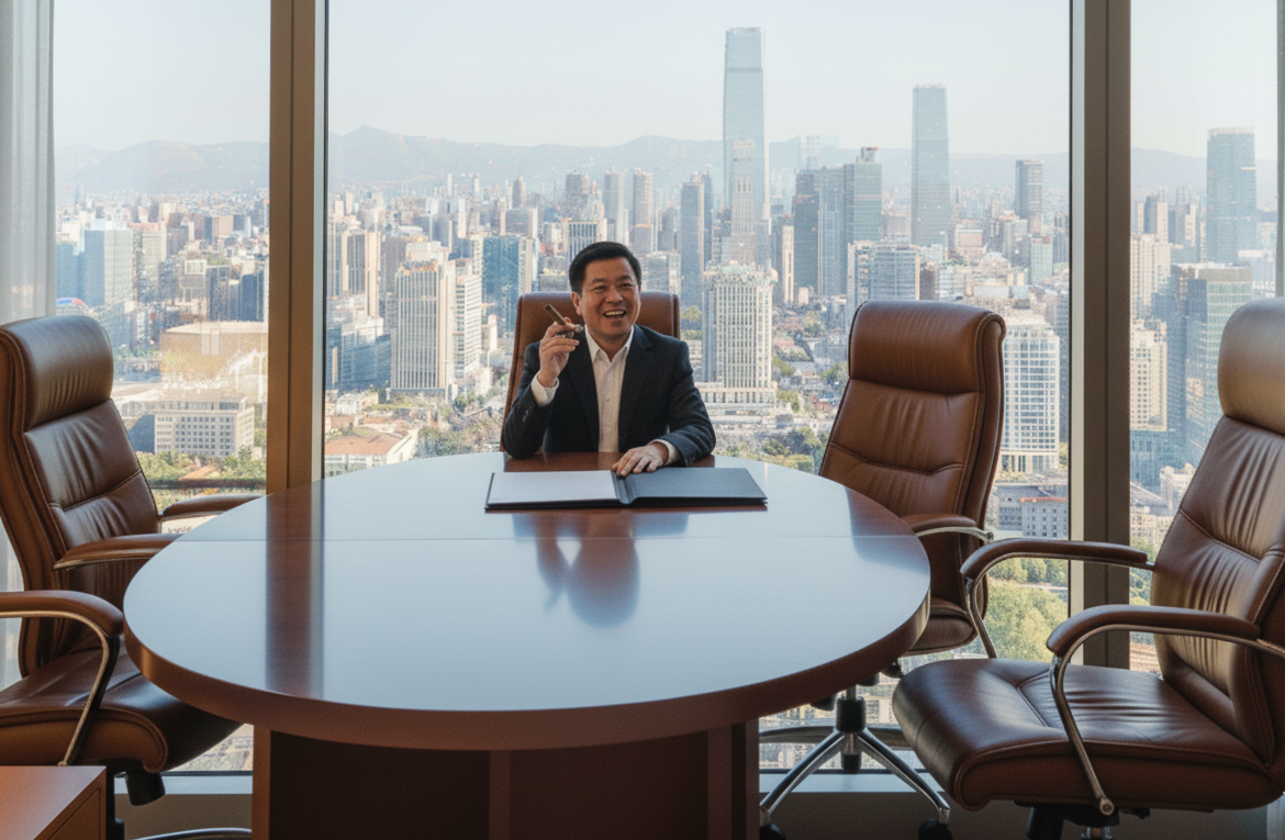 Босс "Драконов" в своём кабинете