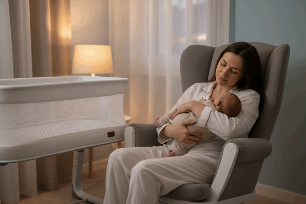    ideal'naya vyisota Lozha kolyibeli dlya mamy kak pravil'no nastroity dlya komforta i profilaktiki boli v spine Nuovita