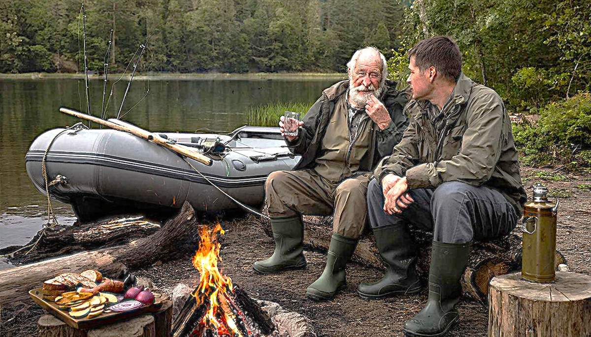 Дедушка рыбак.