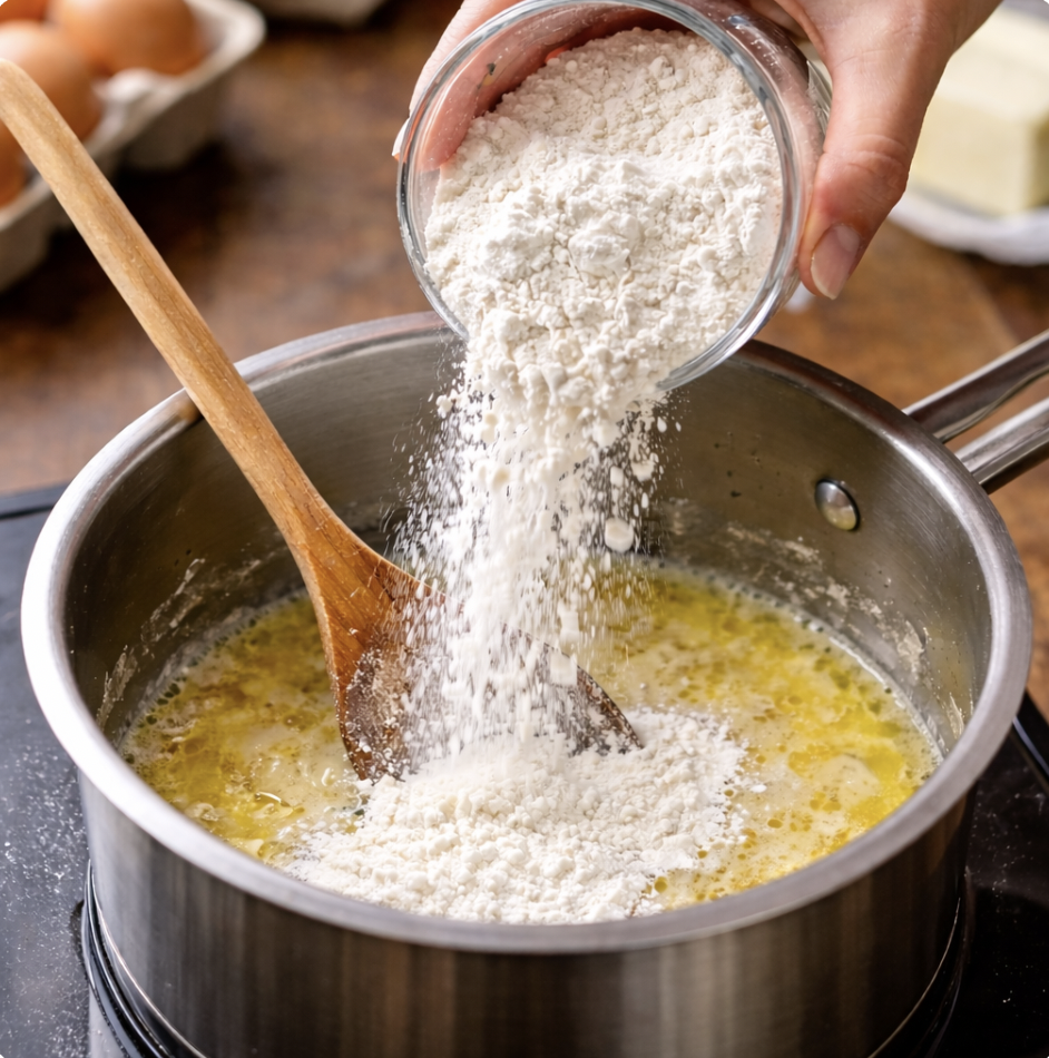 Момент, когда заварное тесто только начинается