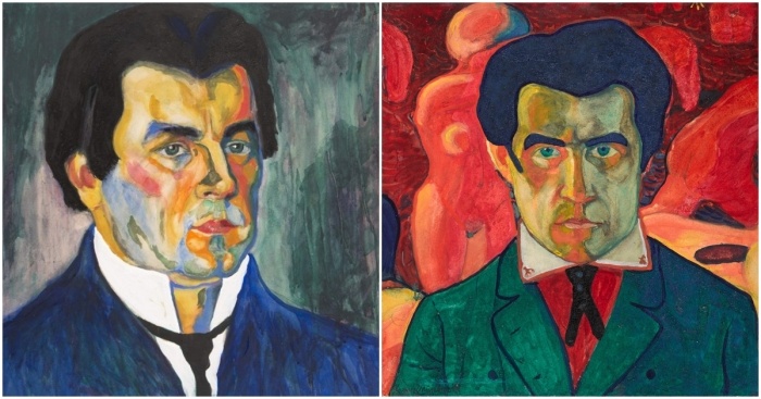 Слева направо: Автопортрет Казимира Малевича, 1910 год. Автопортрет Малевича. 