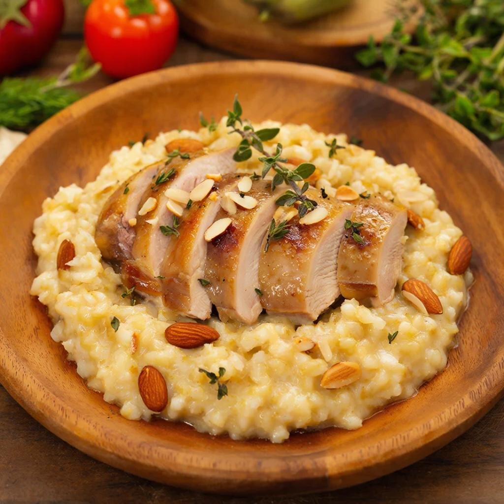 Изысканное ризотто с уткой и миндалем: кулинарное путешествие в мир вкуса 