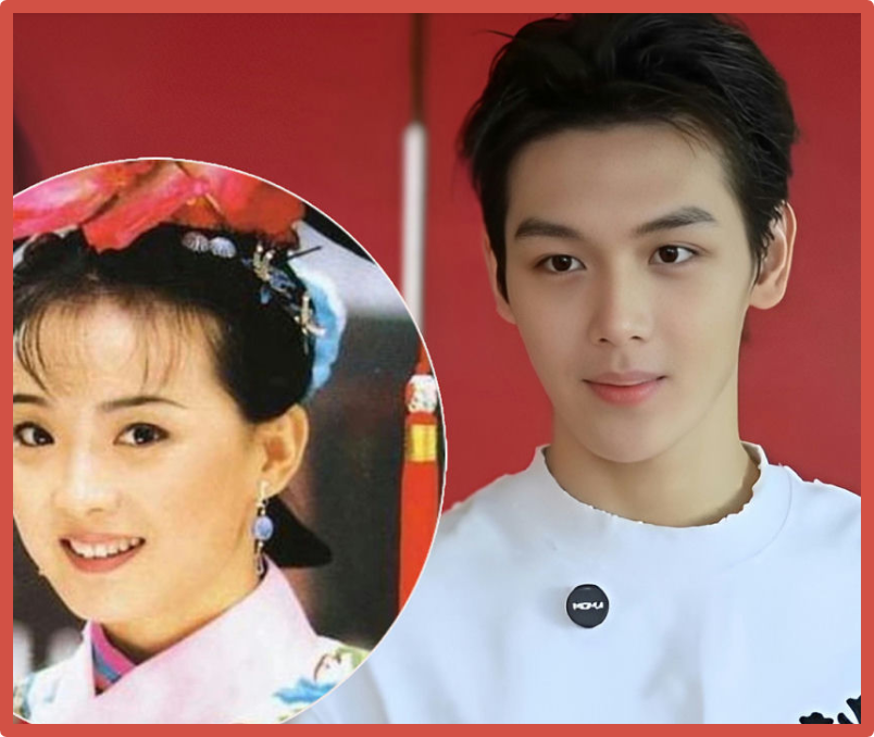 Скриншот фотографии. Актриса Вань Янь с 19-летним сыном.