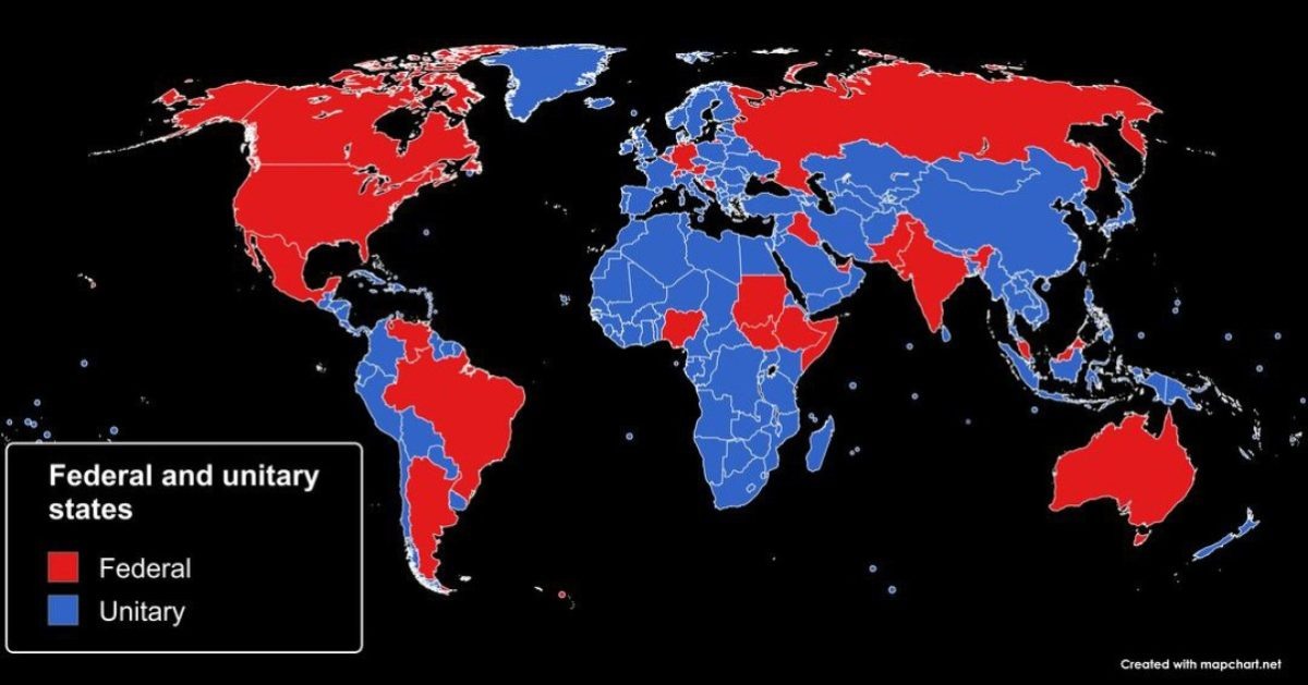      Инфографика: федеративные и унитарные страны мира / © mapchart.net