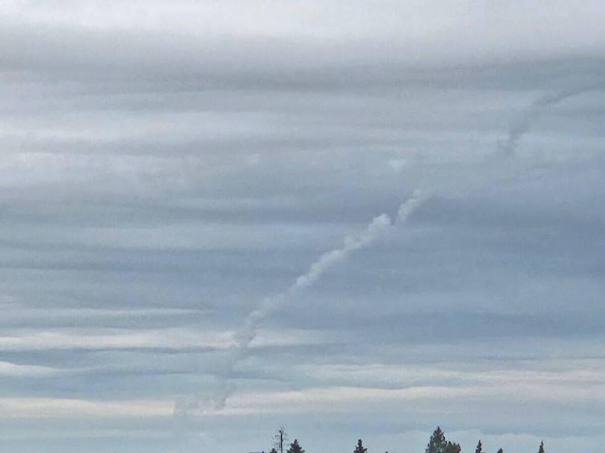    След от ракеты ПВО в Московской области | © Фото : соцсети