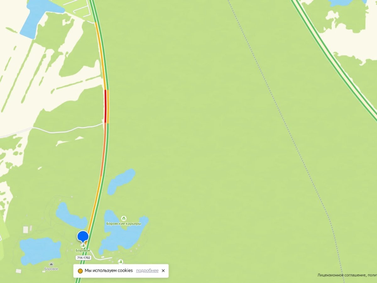    Пробка образовалась на въезде в Боровое