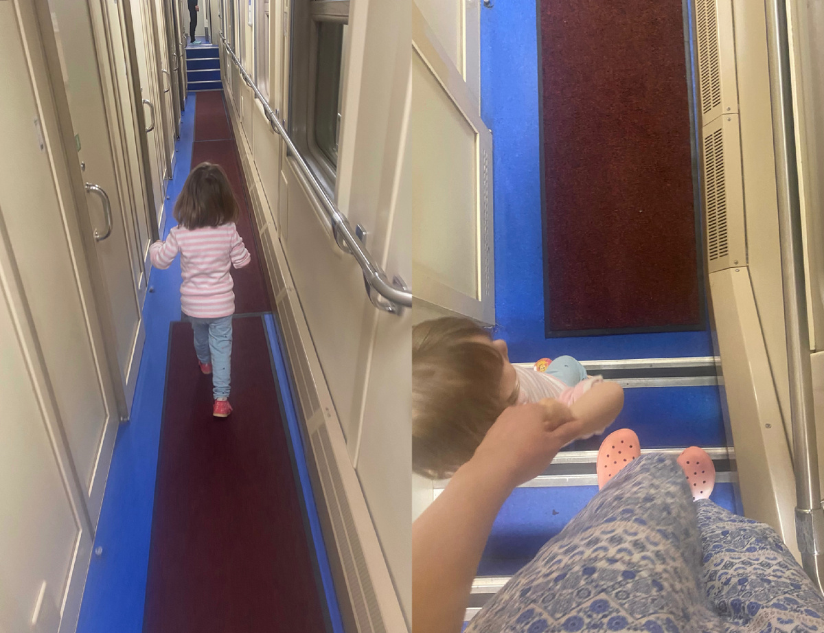 Как развлечь ребёнка в поезде? Просто выйти из купе! Больше половины времени свободного от сна человек наматывал круги и изучал все вокруг🤪