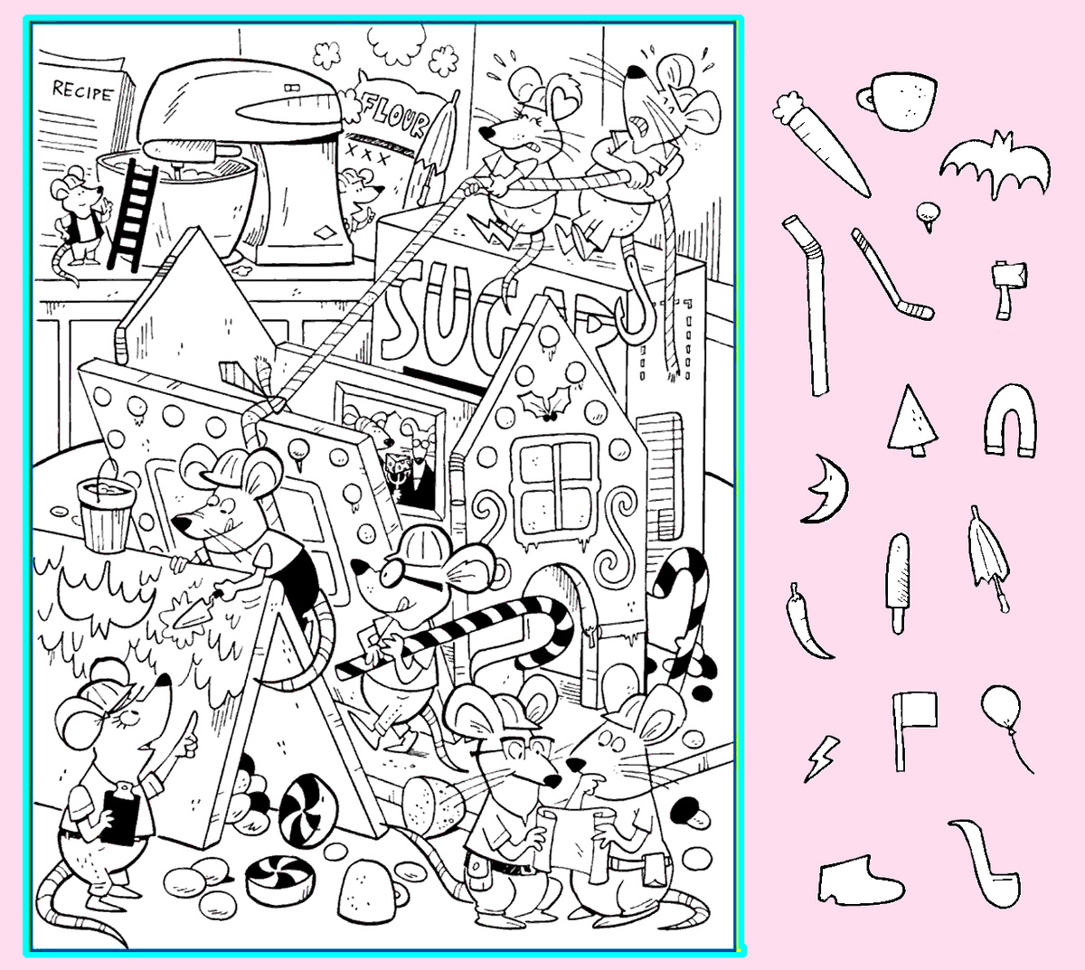 Тест на внимательность: найди зонт, мороженое, кнопку и другие предметы на картинке. Картинка подготовлена автором