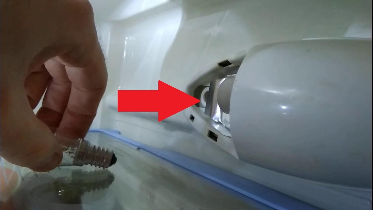 Чаще всего вот такой плафон, который находится в холодильном отделении на боковой стенке