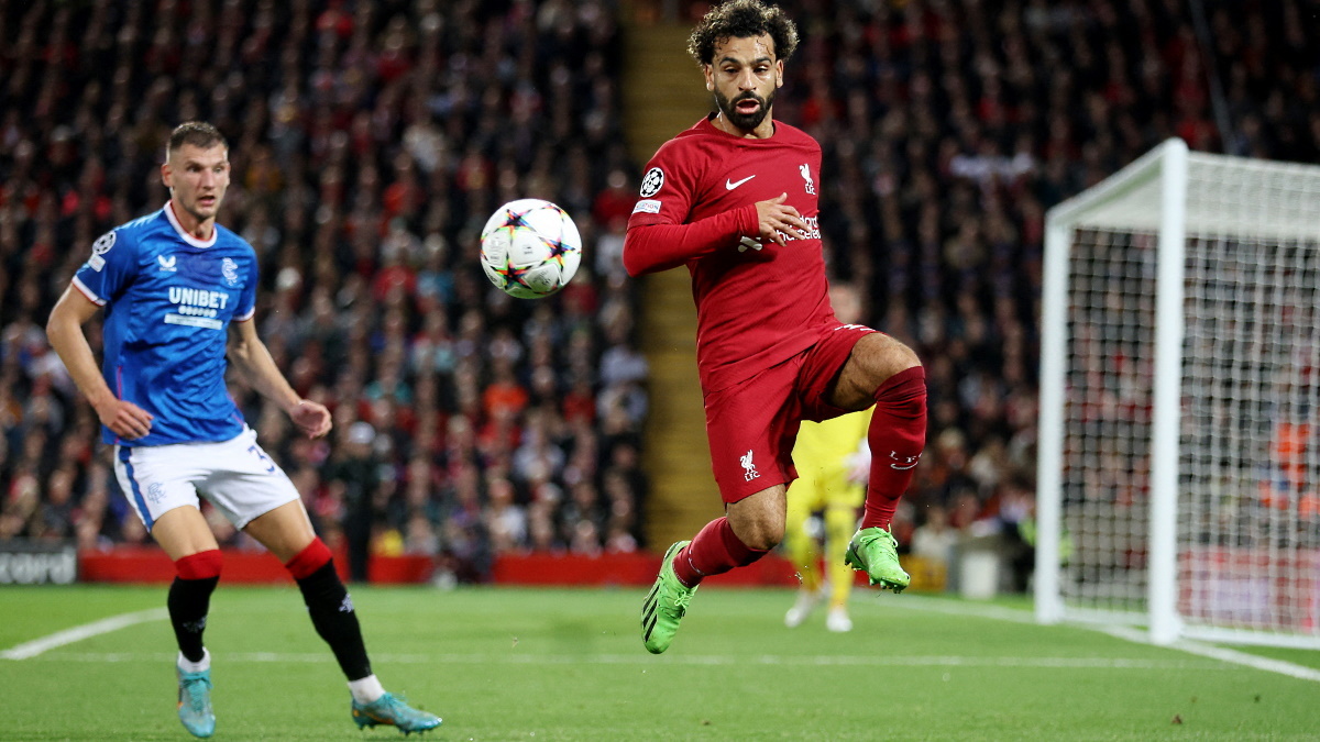    Мохамед Салах в атаке в матче "Ливерпуль" - "Рейнджерс". Фото: REUTERS