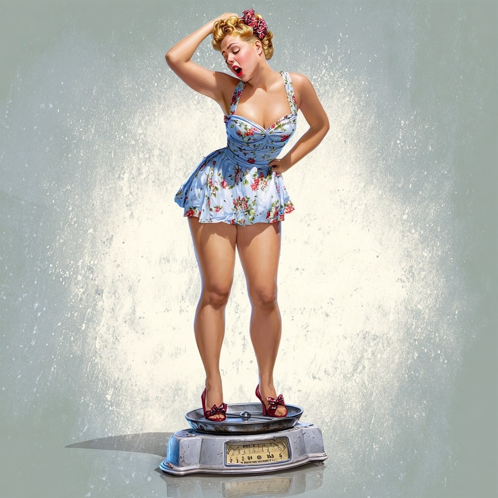 Встала на весы и заплакала) Карикатура, которую я сделала с помощью нейросетей