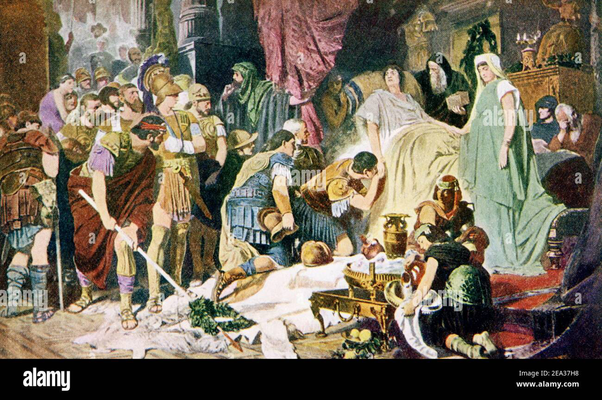 Александр на смертном одре в окружении генералов (историческая реконструкция)