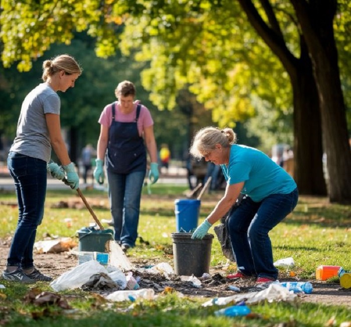 Субботник в городском парке. Картинка создана с помощью искусственного интеллекта. 