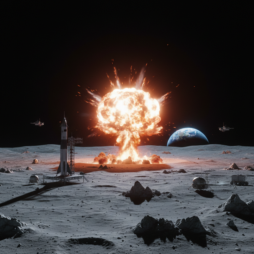 Художественная реконструкция ядерного взрыва на Луне по проекту A119