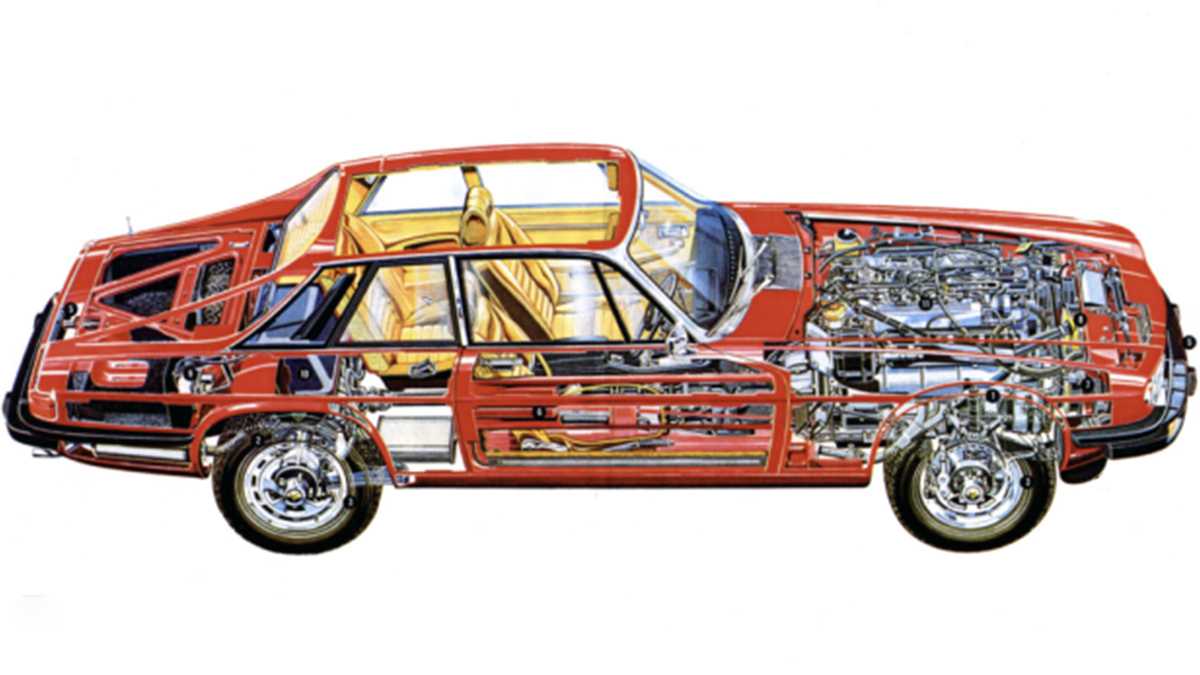 Особенности XJS: несущий кузов, мощный 12-цилиндровый мотор, независимые подвески и дисковые тормоза всех колес