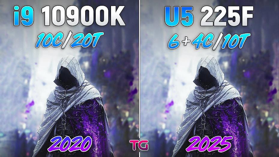 Что изменилось за 5 лет? Intel Core i9-10900K сравнили с Intel Core Ultra 5 225F в 1080p