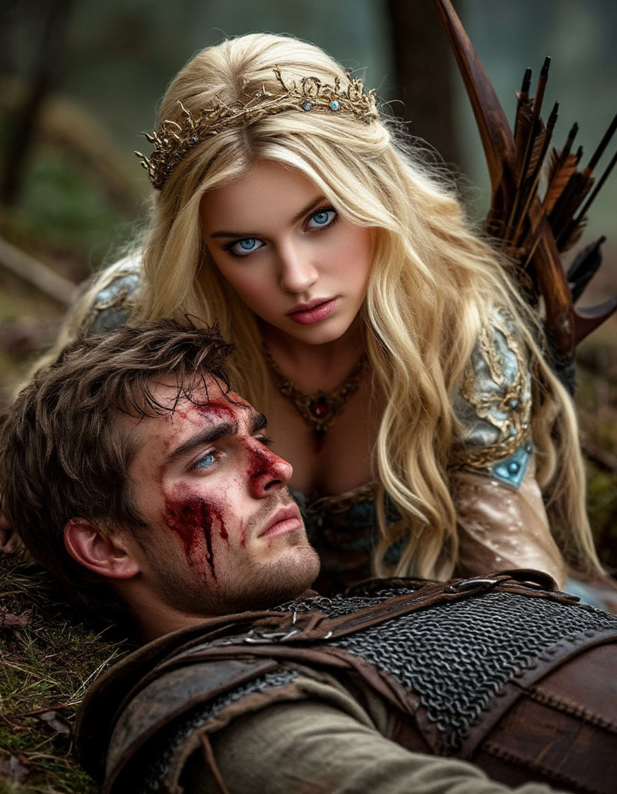 Сесилия спасает Кави Вольфа. Картинка создана ИИ.