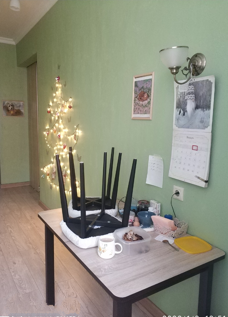 Я - пью чай, Федя- работает, муж- гуляет с Юрой. Красота, да и только))). 