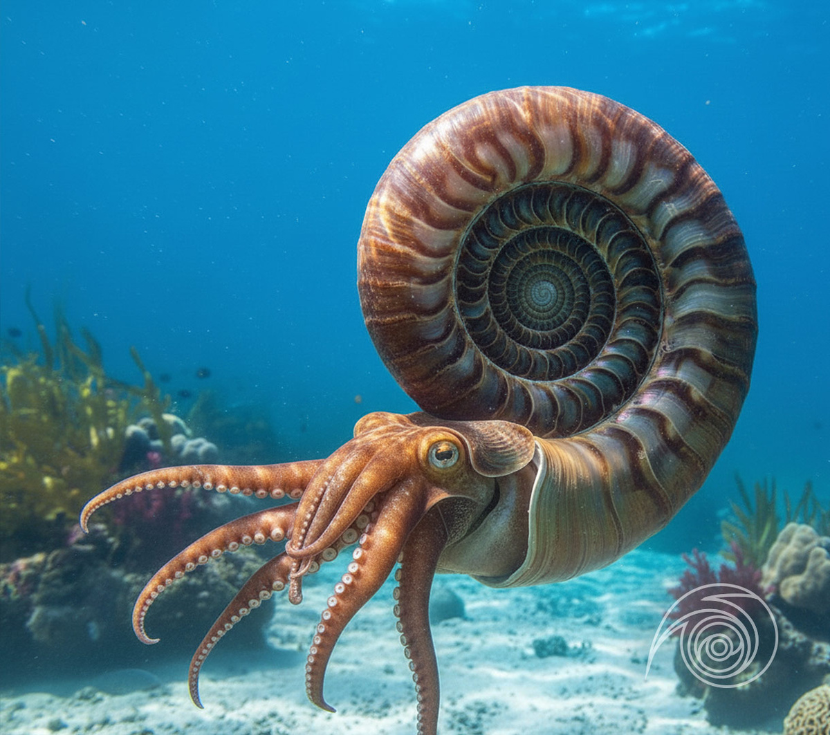 Реконструкция аммонита (рисунок автора)