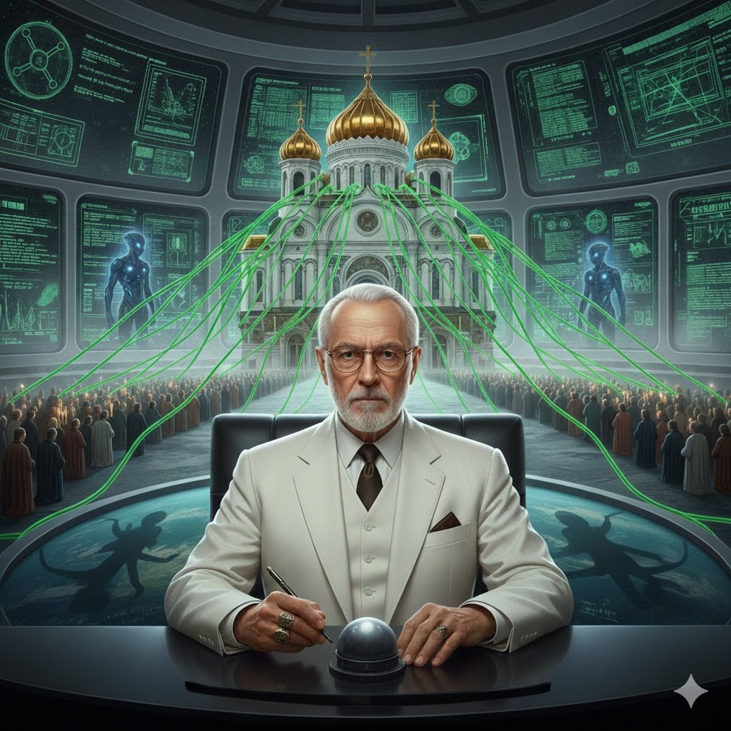 "Архитектор - бог православных людей, против человечества", иллюстрация создана сетью Джемини