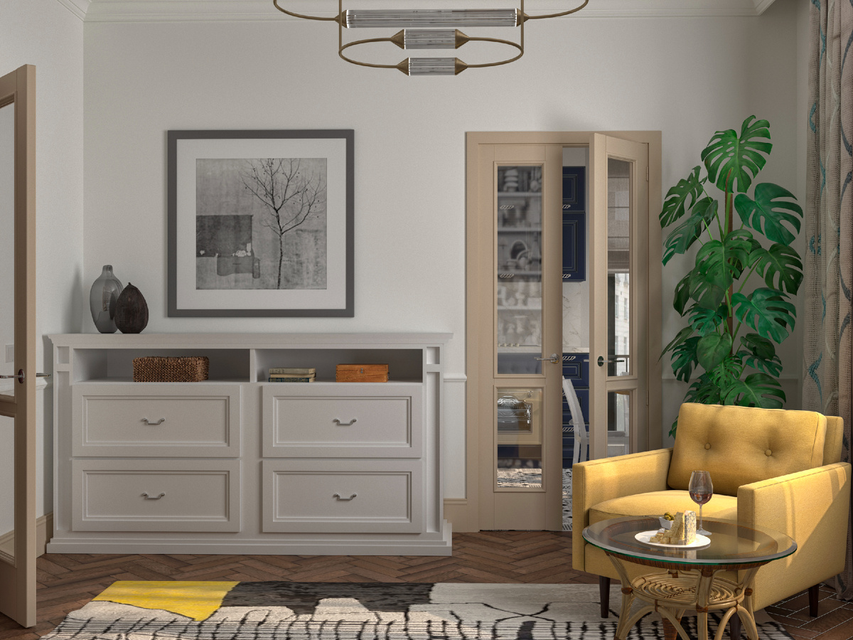 Интерьер гостиной. Дизайн Ирина Кривцова. Визуализация.