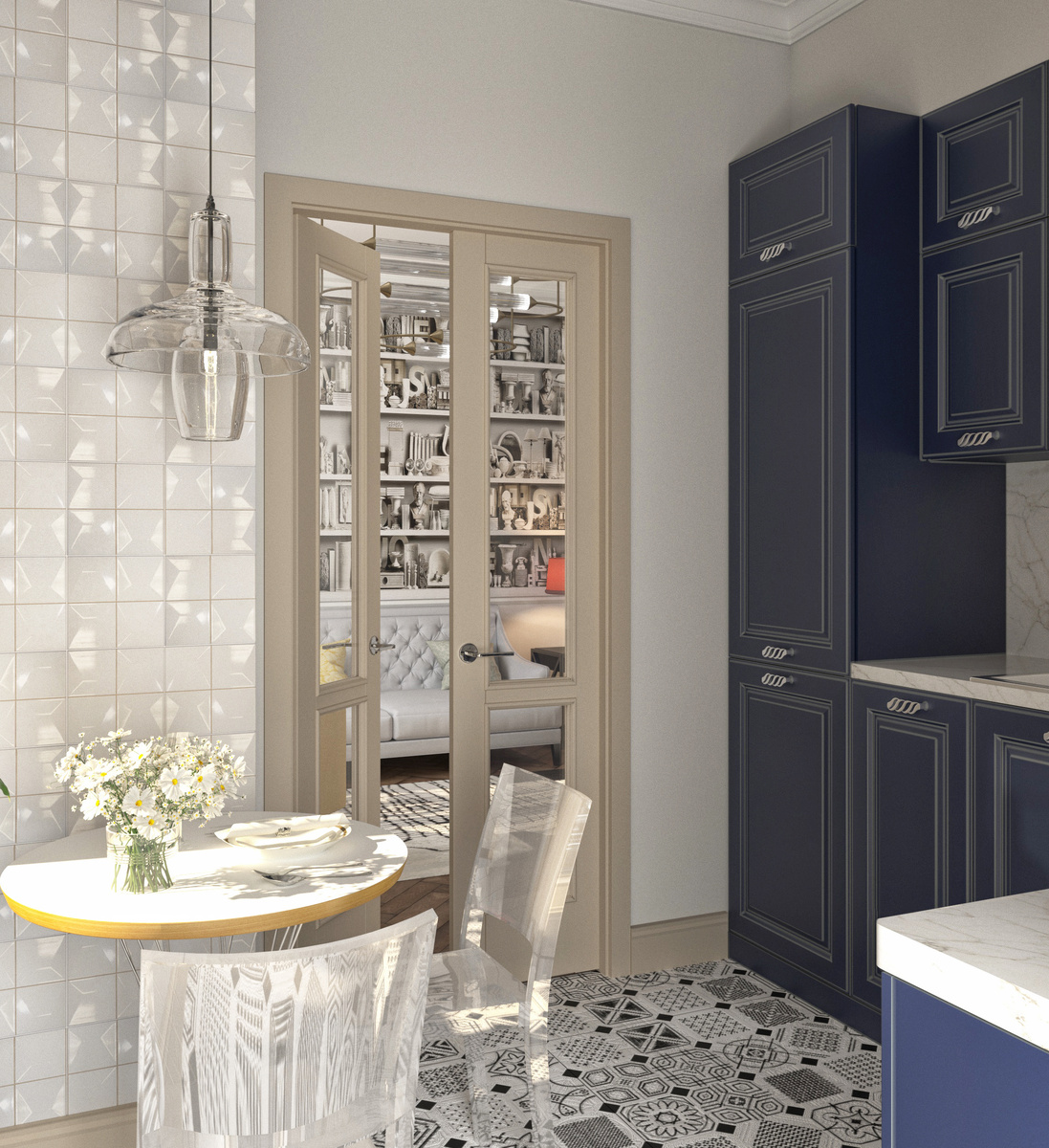 Интерьер кухни. Дизайн Ирина Кривцова. Визуализация.