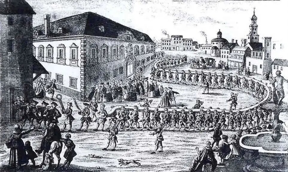   Праздник Длинной колбасы в Кёнигсберге. Старинная гравюра. Фото: Википедия