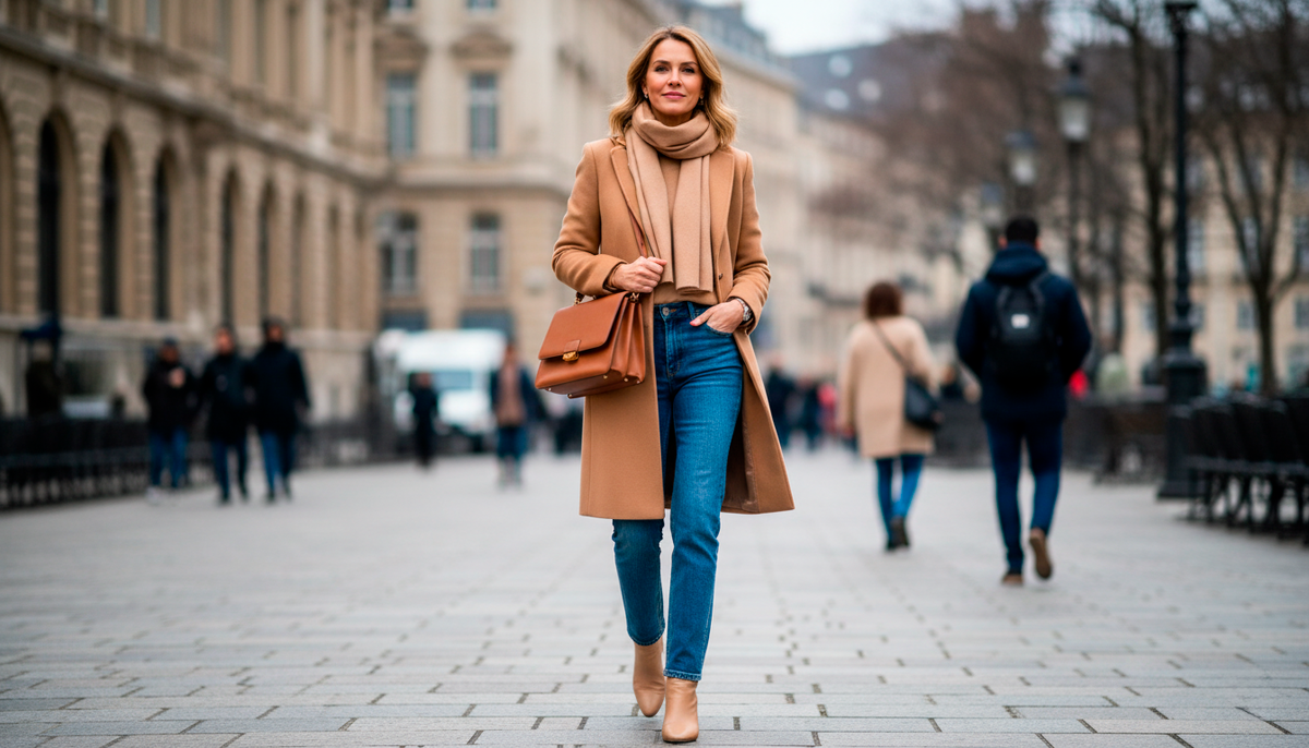 Классика, которая не подведёт! Прямое пальто кэмел оттенка, современные джинсы (не зауженные!), ботильоны на удобном каблуке. Элегантно, дорого, практично. База зимнего гардероба, с которой начинается стиль.