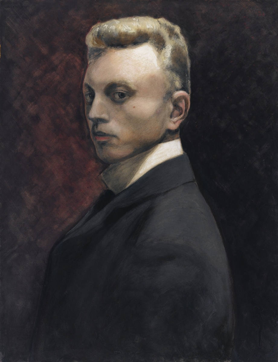 Автопортрет (Self-Portrait). ок.1906. бумага, тушь, акварель, пастель и карандаш. 64.6 х 51.1 см. Частная коллекция