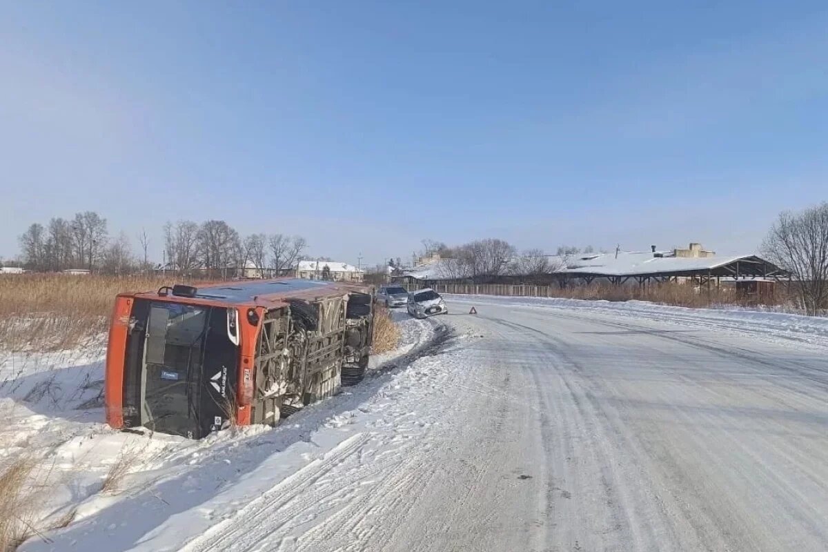    В селе под Хабаровском опрокинулся пассажирский автобус