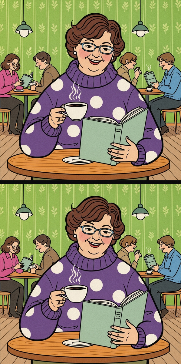 В кафе. Вертикальная иллюстрация