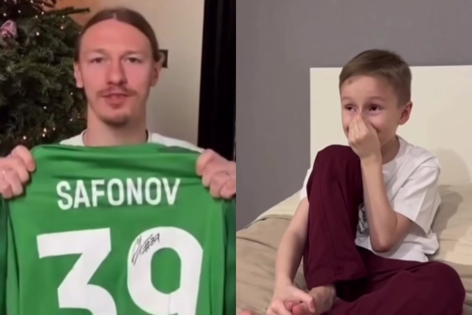    Артемий получил подарок от кумира. Скриншот видео телеграм-канала "Мама Ася приехала"