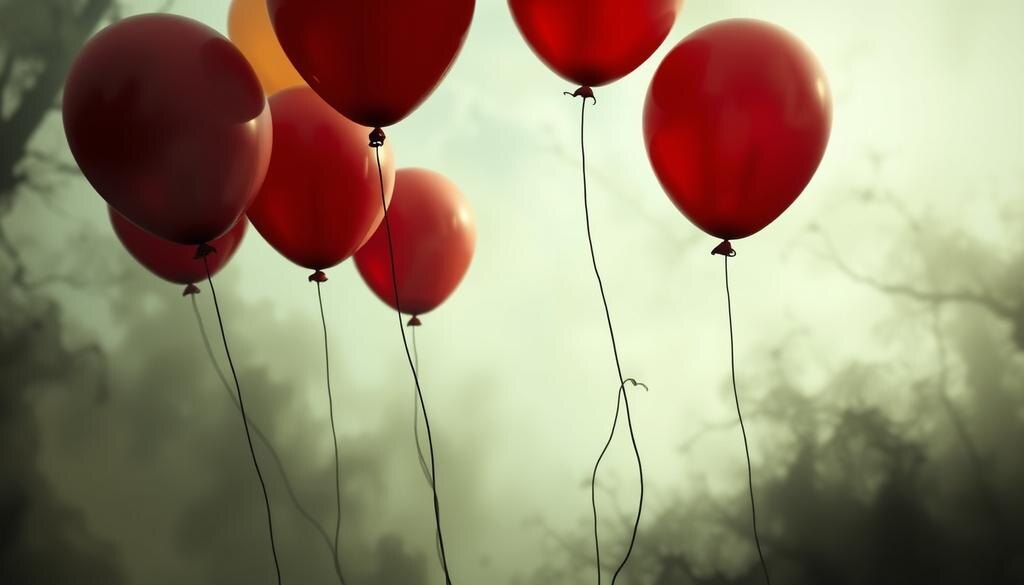    Изображение, показывающее страх перед воздушными шарами, в абстрактной манере