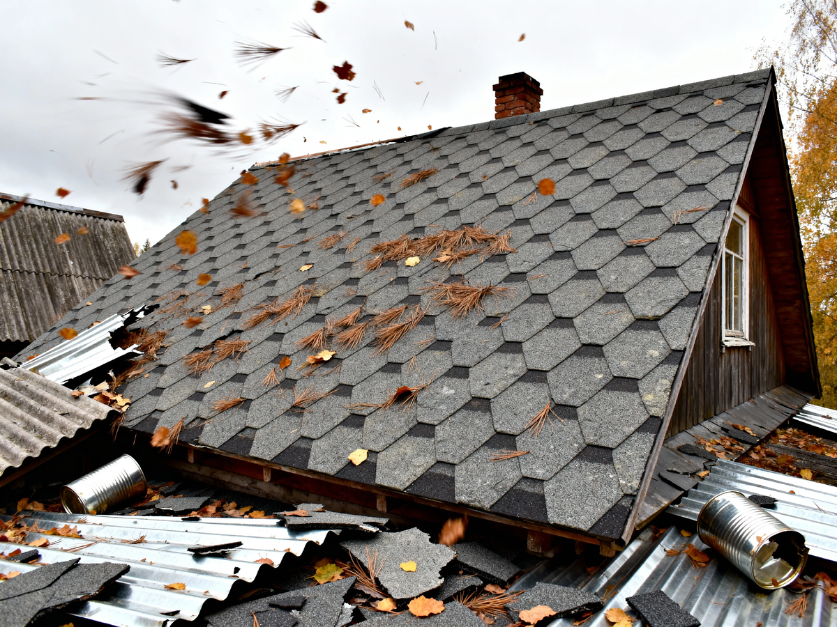 Иногда самые невзрачные вещи оказываются самыми верными. Пока лёгкий и яркий сосед метался в потоках ветра, серая волна шифера просто делала своё дело — защищала дом. Без суеты, просто потому что так правильно.