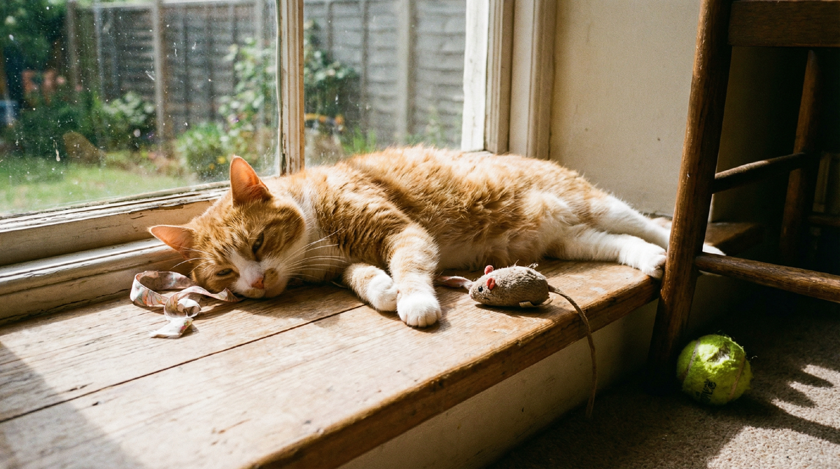 Кот не играет спит