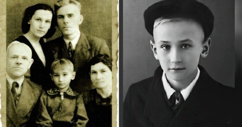    Юный Леонид Филатов в кругу семьи: родители, бабушка и дедушка.