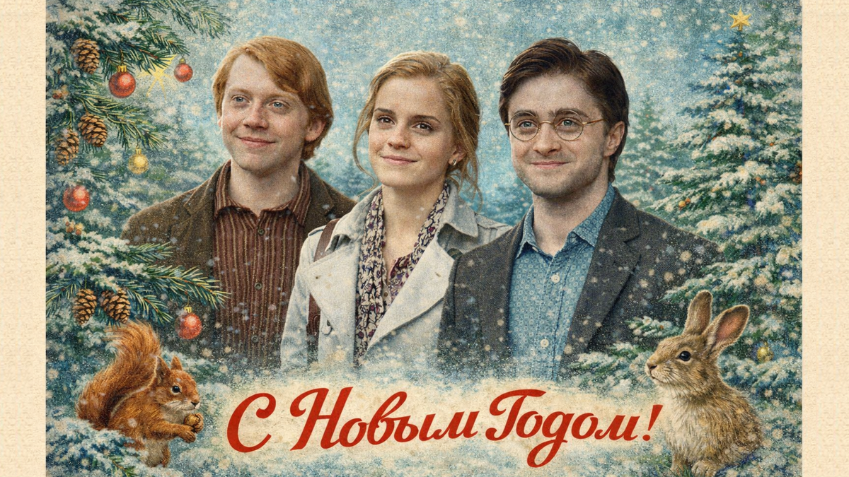    Новогодняя открытка сделанная с помощью ИИ