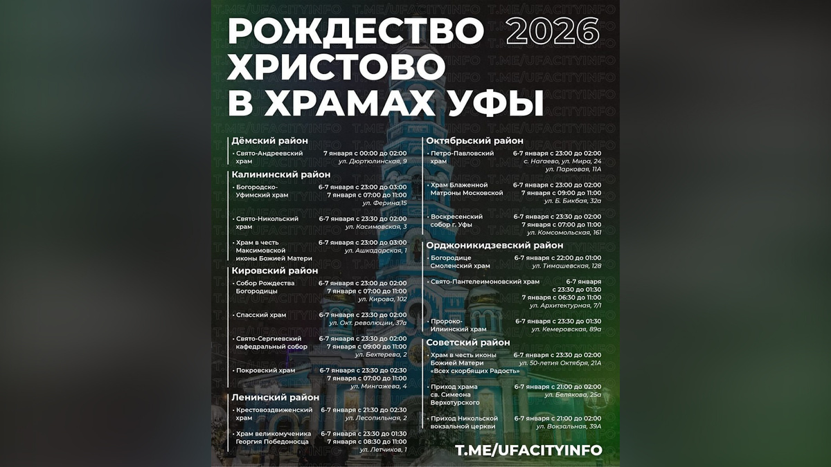    В Уфе на Рождество перекроют движение на нескольких улицах