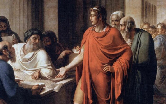 «Птолемей II изучает свиток папируса», картина Винченцо Камуччини (1771-1844)