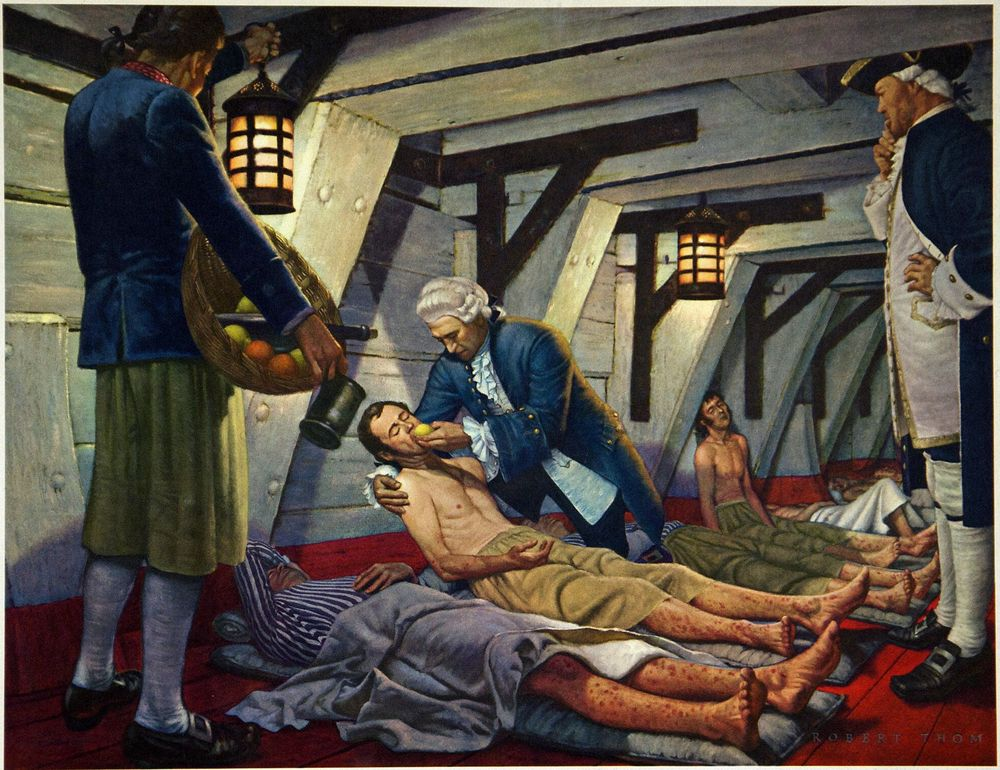 Картина Роберта Тома «Джеймс Линд: Победитель цинги», около 1952 года.